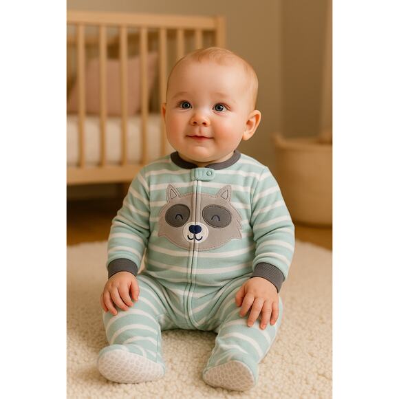 NWT Carter’s Footed Raccoon PJ - 12 Months - Picture 1 of 9